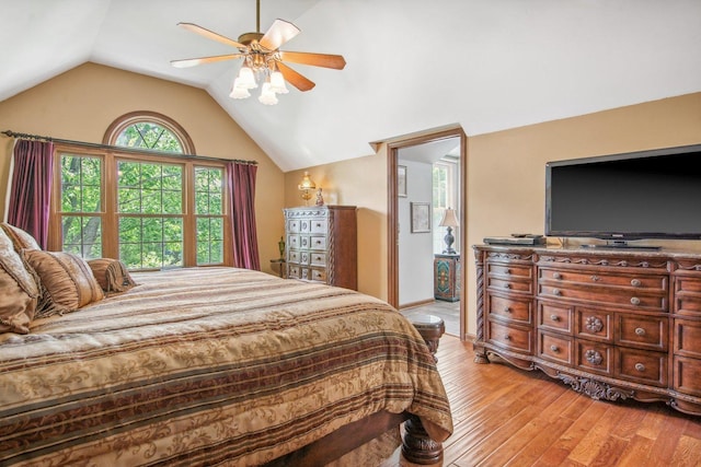 5N647 Forest Glen Ln, Saint Charles, IL 60175 - bedroom with light wood-type flooring, lofted ceiling, and ceiling fan