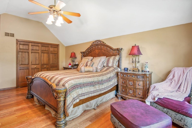 5N647 Forest Glen Ln, Saint Charles, IL 60175 - bedroom featuring lofted ceiling, a closet, wood finished floors, a ceiling fan, and baseboards