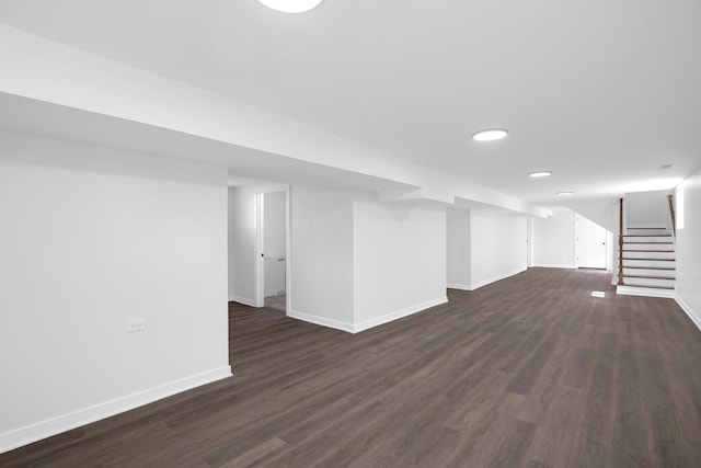 1724 W 105th St, Chicago, IL 60643 - finished basement featuring baseboards, dark wood-style flooring, stairway, and recessed lighting
