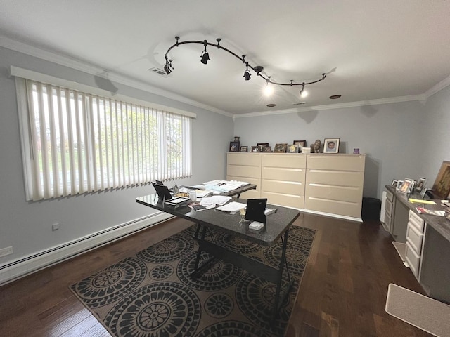 6632 W 95th St Unit 2C, Oak Lawn, IL 60453 - office space with dark wood finished floors, crown molding, and track lighting