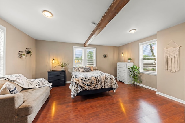 17811 Harwood Ave, Homewood, IL 60430 - bedroom with multiple windows, beam ceiling, wood finished floors, and baseboards