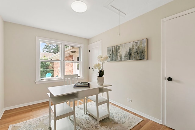 1717 Dundee Rd, Northbrook, IL 60062 - home office with attic access, light wood finished floors, and baseboards