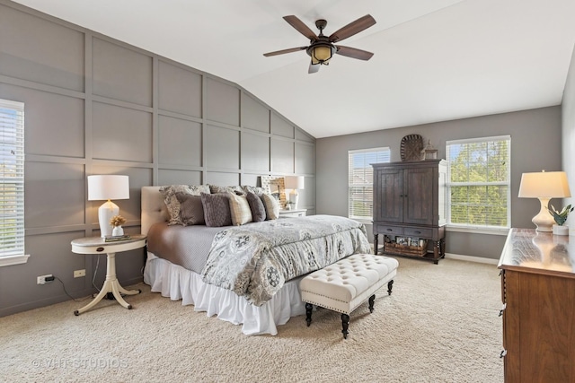 36932 N Fernview Ln, Lake Villa, IL 60046 - carpeted bedroom featuring lofted ceiling, baseboards, and a ceiling fan