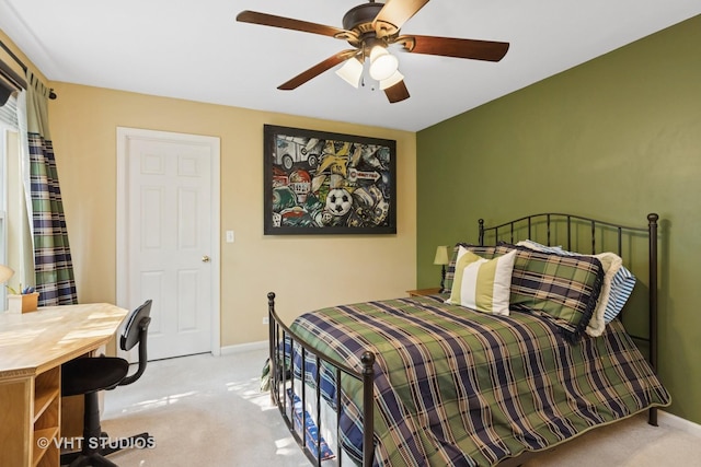 36932 N Fernview Ln, Lake Villa, IL 60046 - bedroom with light carpet, baseboards, ceiling fan, and an office area