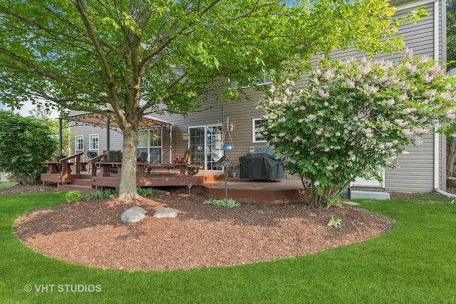 36932 N Fernview Ln, Lake Villa, IL 60046 - back of property featuring a deck, a lawn, and a pergola