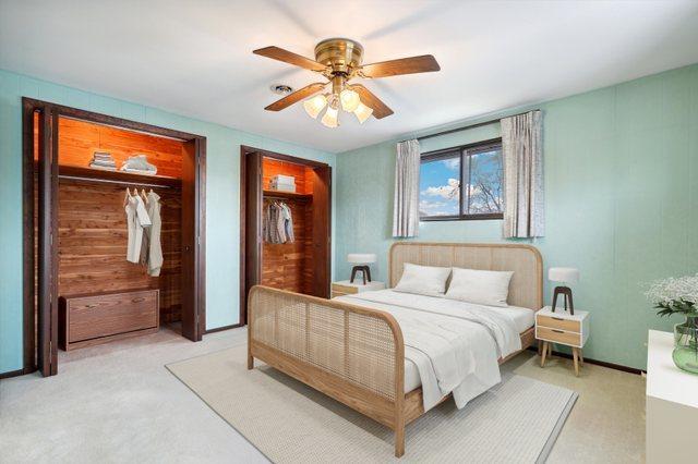 4612 W 89th Pl, Hometown, IL 60456 - bedroom with light carpet and a ceiling fan