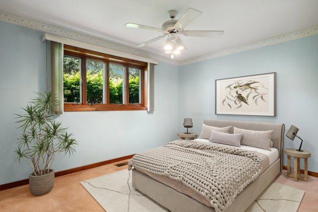 4612 W 89th Pl, Hometown, IL 60456 - bedroom with baseboards, carpet, and ceiling fan