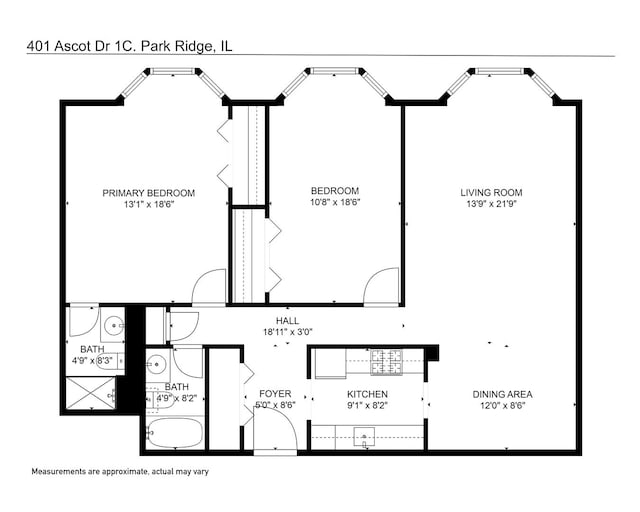 401 Ascot Dr Unit 1C, Park Ridge, IL 60068 - view of floor plan / room layout
