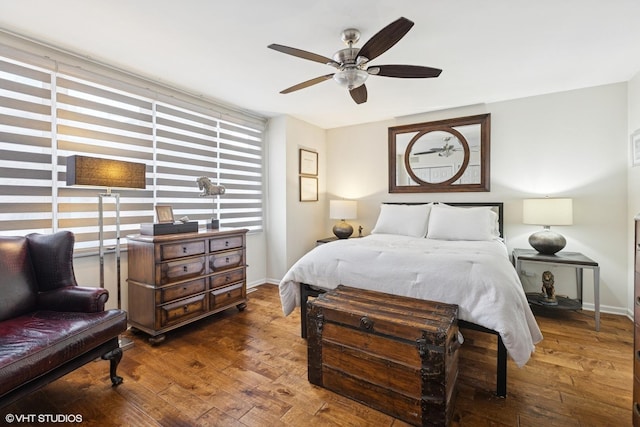 5844 N Hermitage Ave Unit A, Chicago, IL 60660 - bedroom with hardwood / wood-style flooring, baseboards, and ceiling fan