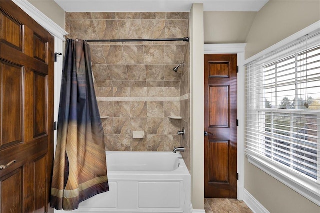 3838 Plainfield Rd, Oswego, IL 60543 - full bathroom with shower / bath combo with shower curtain and baseboards