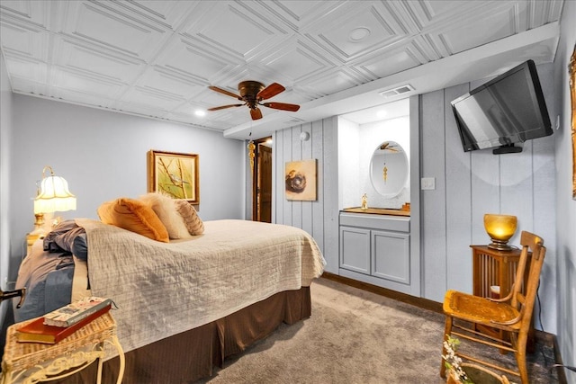 3838 Plainfield Rd, Oswego, IL 60543 - bedroom with an ornate ceiling, light colored carpet, ceiling fan, and recessed lighting