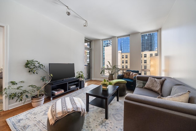 1400 S Michigan Ave Unit 707, Chicago, IL 60605 - living area with baseboards, light wood finished floors, and rail lighting