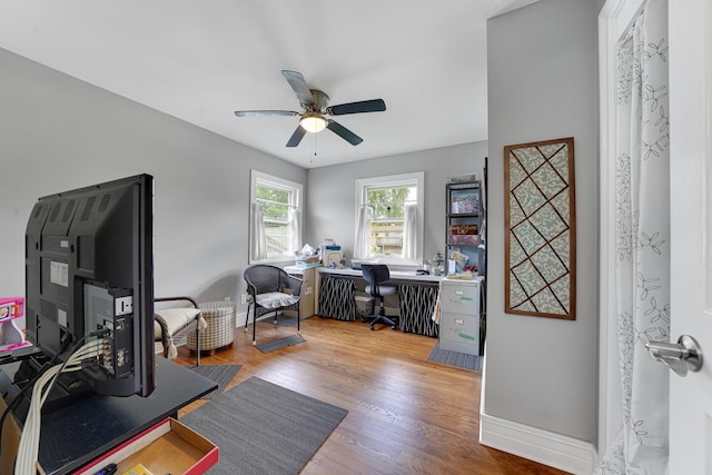 8819 Acorn Path, Wonder Lake, IL 60097 - office space featuring ceiling fan, wood finished floors, and baseboards