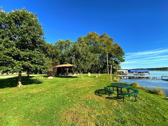 8819 Acorn Path, Wonder Lake, IL 60097 - view of green lawn featuring a gazebo and a water view