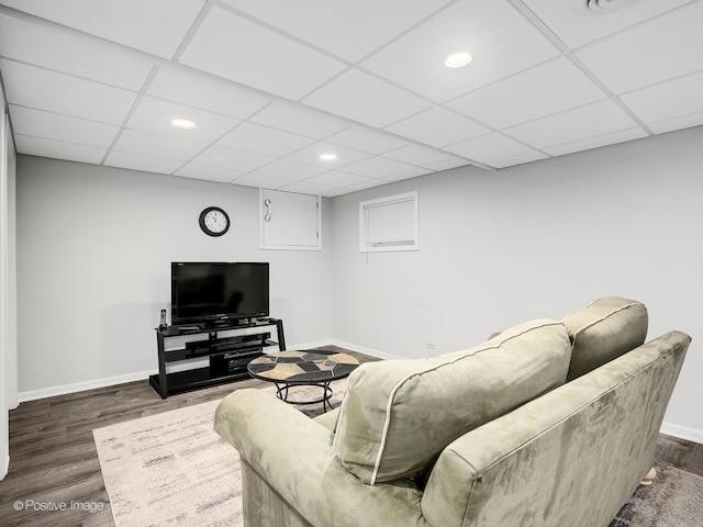 1465 Cantigny Way, Wheaton, IL 60189 - living room with baseboards, dark wood-style floors, a paneled ceiling, and recessed lighting