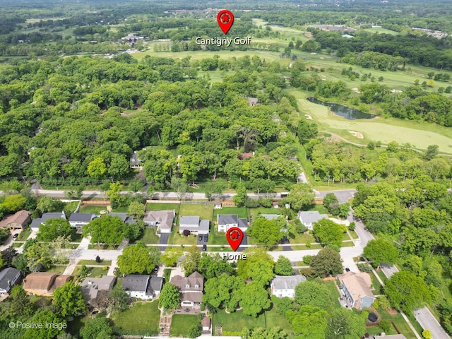 1465 Cantigny Way, Wheaton, IL 60189 - aerial perspective of suburban area with a nearby body of water and a golf club