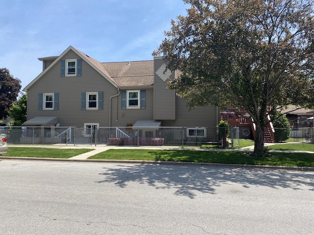 2655 W 97th Pl, Evergreen Park, IL 60805 - view of front of property with a fenced front yard, a gate, and a shingled roof