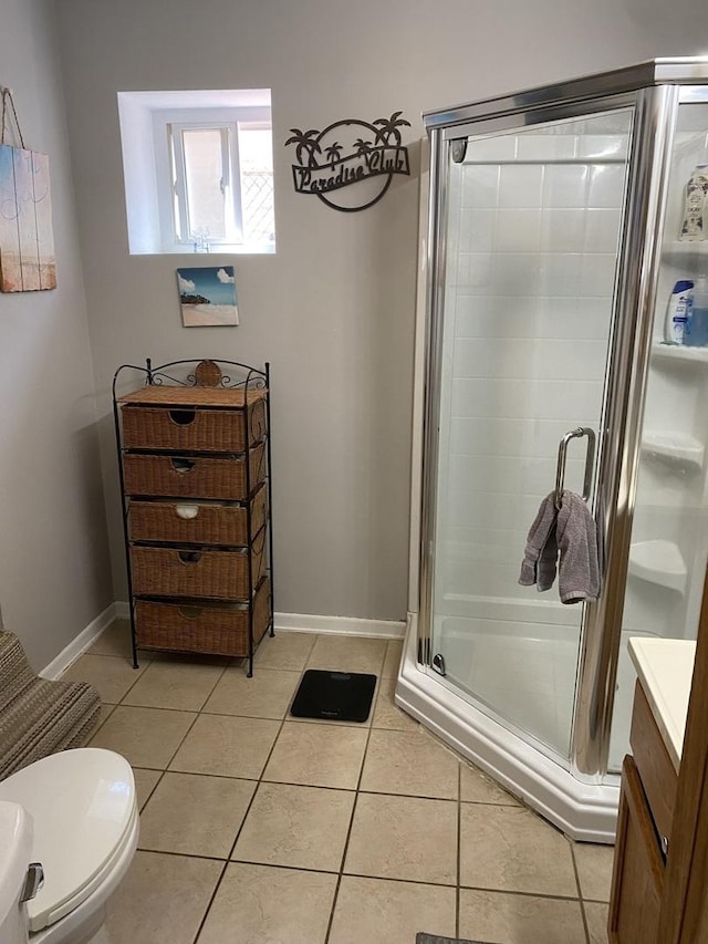 2655 W 97th Pl, Evergreen Park, IL 60805 - bathroom with toilet, a stall shower, tile patterned flooring, and vanity