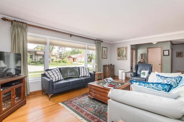 228 Cornell Ave, Des Plaines, IL 60016 - living room with light wood finished floors, crown molding, and baseboards