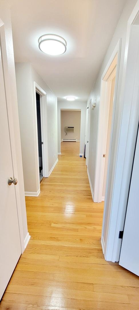 1353 Perry St Unit 6, Des Plaines, IL 60016 - hallway with light wood-style floors and baseboards