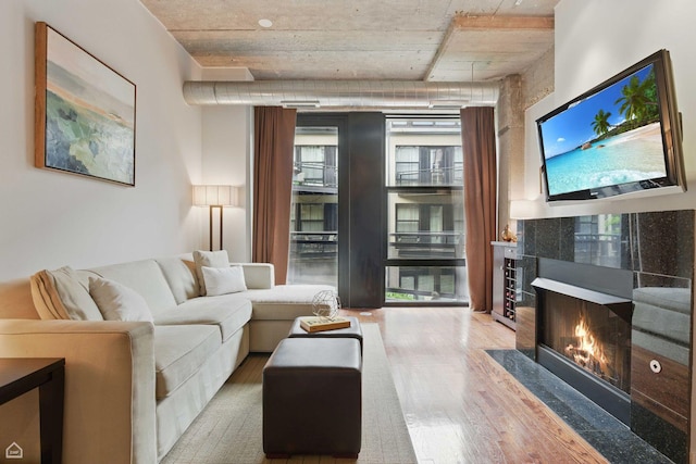 1111 W 14th Pl Unit 211, Chicago, IL 60608 - living room with wood finished floors and a fireplace