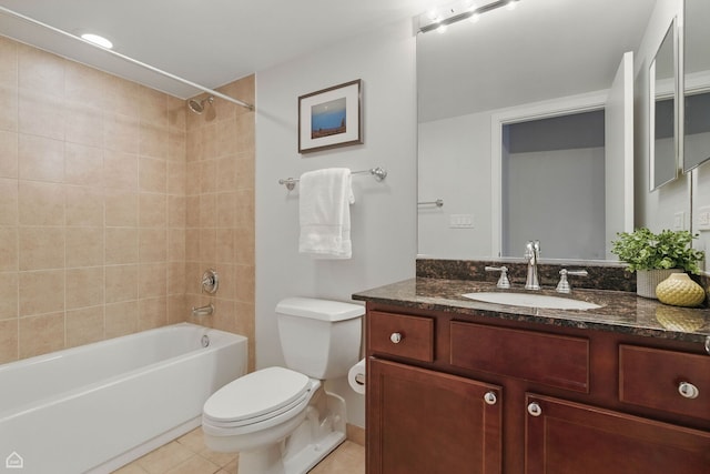 1111 W 14th Pl Unit 211, Chicago, IL 60608 - full bath featuring toilet, vanity, shower / bathtub combination, and tile patterned floors