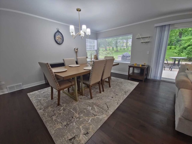 1762 W Palatine Rd, Inverness, IL 60067 - dining area featuring a chandelier, healthy amount of natural light, wood finished floors, baseboards, and ornamental molding