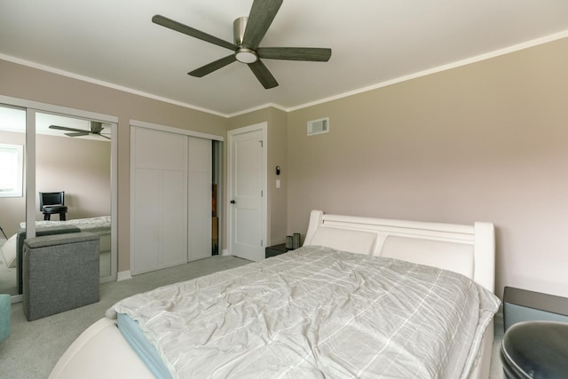 1762 W Palatine Rd, Inverness, IL 60067 - carpeted bedroom with ceiling fan and ornamental molding