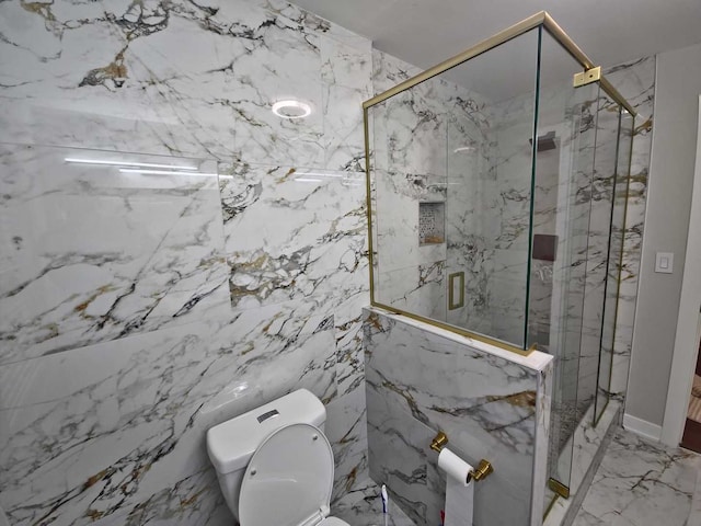 1762 W Palatine Rd, Inverness, IL 60067 - full bathroom featuring toilet, a marble finish shower, and marble finish floors