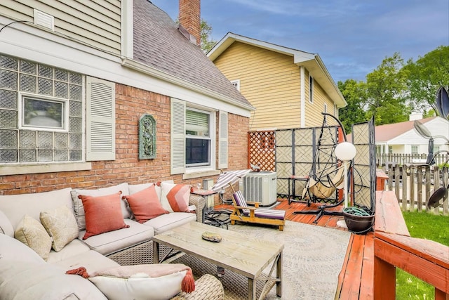 300 Hollywood Ct, Wilmette, IL 60091 - view of patio / terrace with outdoor lounge area, central AC unit, and a deck