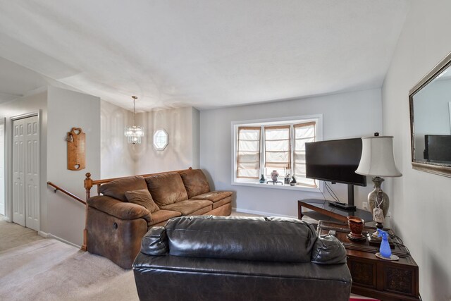 1403 N Motorola Dr, Pontiac, IL 61764 - living room with a chandelier, light colored carpet, and baseboards