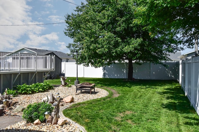 1403 N Motorola Dr, Pontiac, IL 61764 - view of yard featuring an outdoor fire pit and a deck