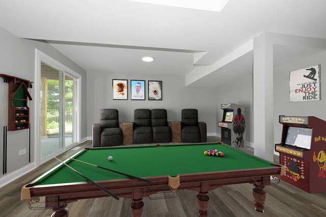 9836 Circle Pkwy, Palos Park, IL 60464 - recreation room with wood finished floors, billiards table, baseboards, and recessed lighting
