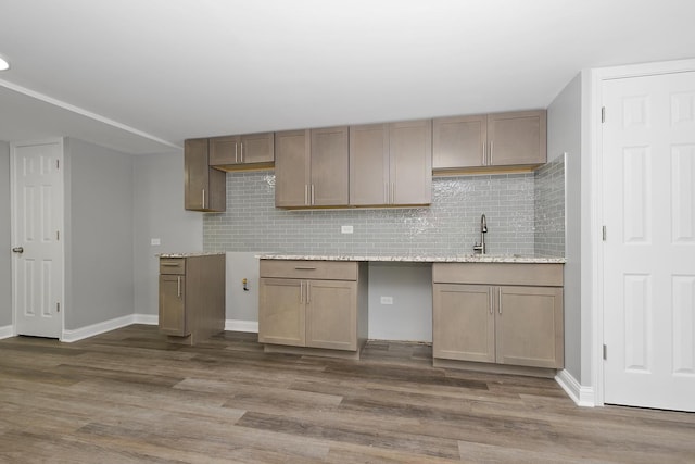 9836 Circle Pkwy, Palos Park, IL 60464 - kitchen featuring dark wood-type flooring, baseboards, backsplash, and a sink
