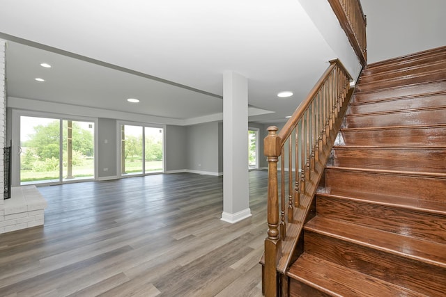 9836 Circle Pkwy, Palos Park, IL 60464 - staircase with baseboards, recessed lighting, and wood finished floors