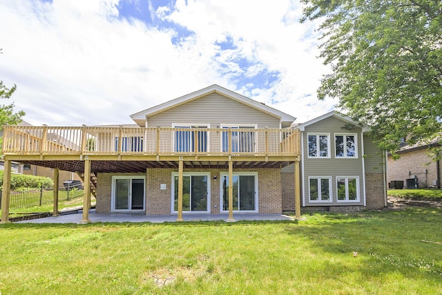 9836 Circle Pkwy, Palos Park, IL 60464 - back of house with brick siding, a patio, a yard, and a deck