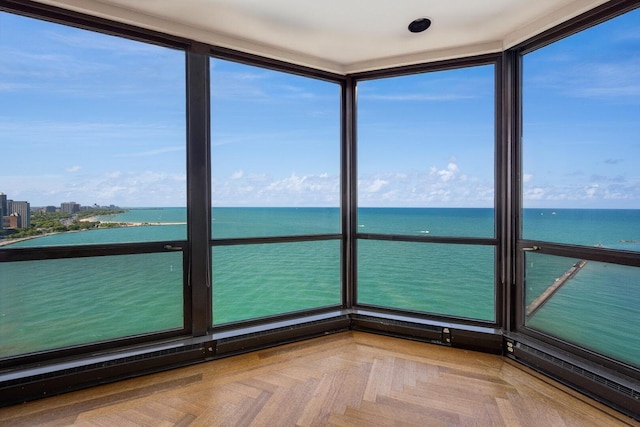 990 N Lake Shore Dr Unit 33E, Chicago, IL 60611 - unfurnished sunroom with a water view and baseboard heating