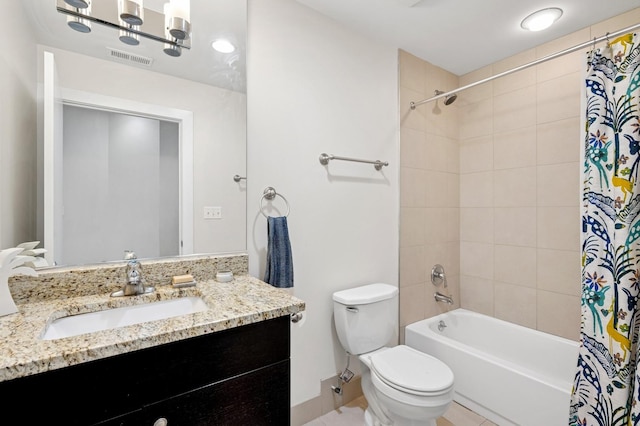 3201 W Leland Ave Unit 205, Chicago, IL 60625 - full bathroom with vanity, shower / bathtub combination with curtain, and toilet