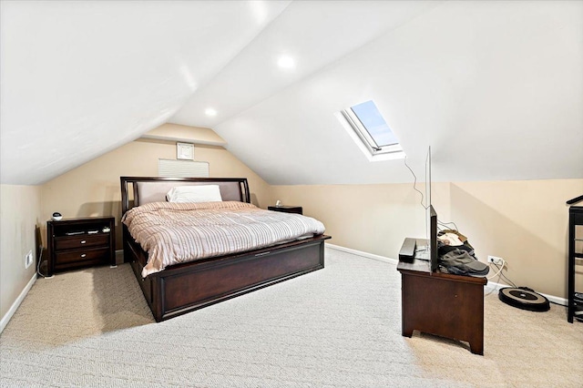 5011 W Deming Pl, Chicago, IL 60639 - carpeted bedroom featuring vaulted ceiling, a skylight, baseboards, and recessed lighting