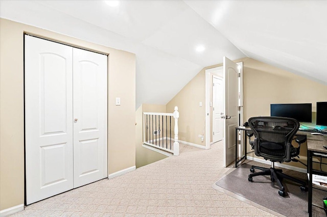 5011 W Deming Pl, Chicago, IL 60639 - office with carpet floors, vaulted ceiling, and baseboards