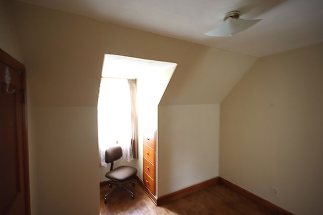 6512 N 2nd St, Loves Park, IL 61111 - additional living space with vaulted ceiling, wood finished floors, and baseboards