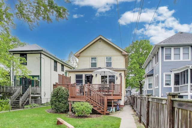 820 Woodbine Ave, Oak Park, IL 60302 - rear view of property featuring stairs and a wooden deck