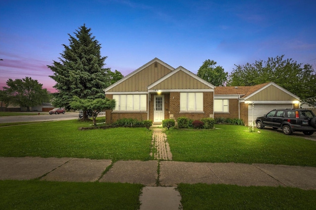 10828 S Pulaski Rd, Oak Lawn, IL 60453 - view of front of property featuring board and batten siding, a front lawn, brick siding, and an attached garage