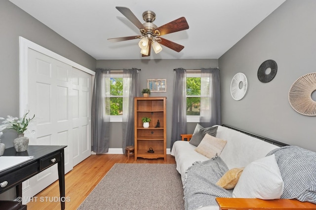 1910 E Crabtree Dr, Arlington Heights, IL 60004 - living area with healthy amount of natural light, light wood-type flooring, and ceiling fan