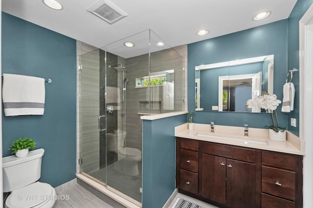 1910 E Crabtree Dr, Arlington Heights, IL 60004 - bathroom featuring vanity, a shower stall, and recessed lighting