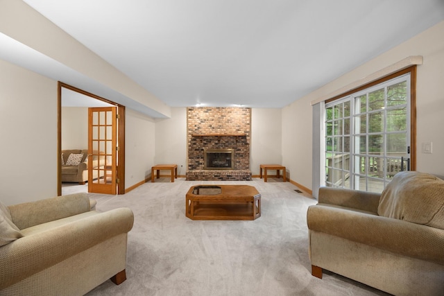 1291 Acorn Ct, Sleepy Hollow, IL 60118 - living area featuring carpet flooring and a brick fireplace