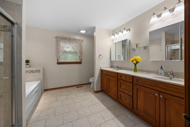 1291 Acorn Ct, Sleepy Hollow, IL 60118 - bathroom featuring double vanity, a garden tub, a shower stall, and tile patterned flooring