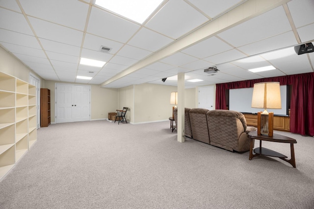 1291 Acorn Ct, Sleepy Hollow, IL 60118 - carpeted living room with a paneled ceiling and baseboards