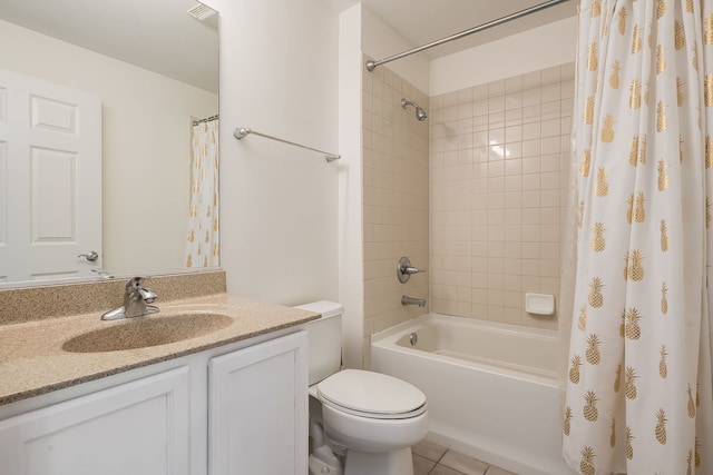 351 E 25th Pl Unit 20C, Chicago, IL 60616 - bathroom featuring vanity, toilet, shower / tub combo, and tile patterned floors