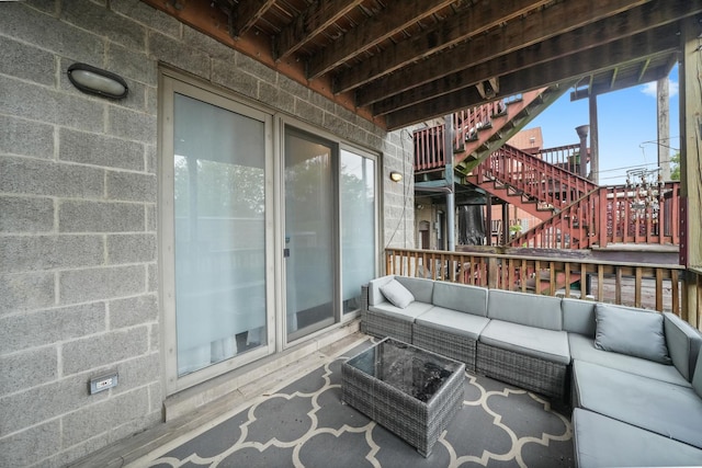 2023 W Rice St Unit 1E, Chicago, IL 60622 - view of patio featuring an outdoor living space and stairs